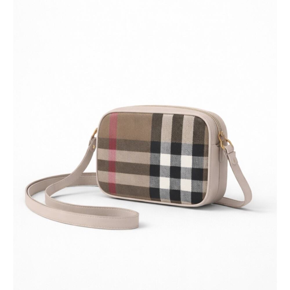Burberry Beige Check Canvas Crossbody Bag